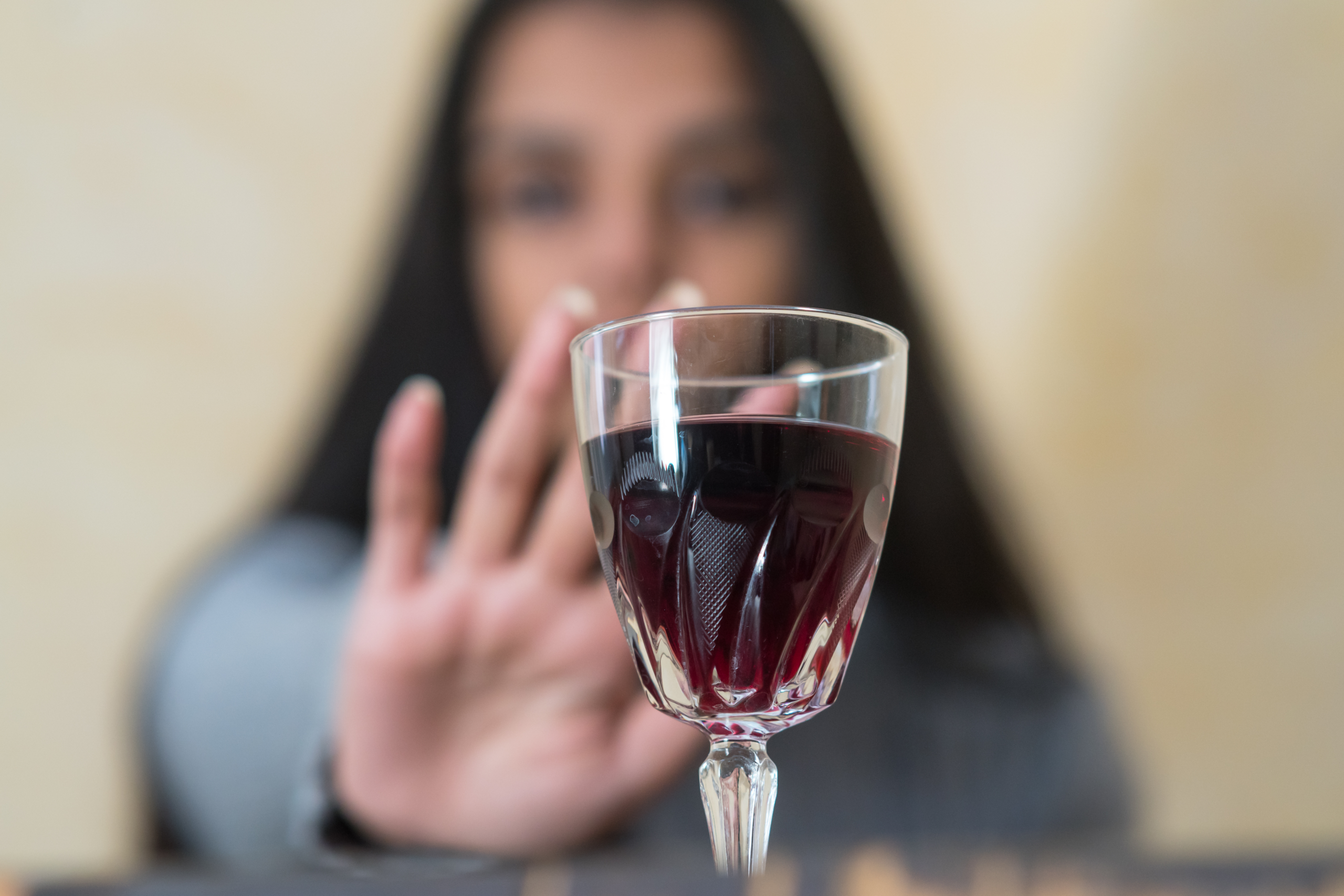 lady with red wine glass